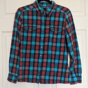 Patagonia Flannel - Red and Turquoise Blue